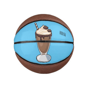 Chocolate milkshake cartoon illustration  mini basketball