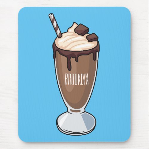 Chocolate milkshake cartoon illustration  mouse pad