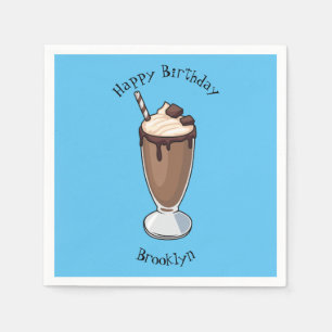 Chocolate milkshake cartoon illustration  napkins