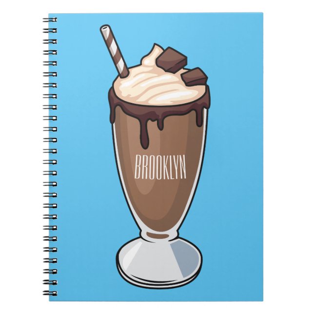 Chocolate milkshake cartoon illustration notebook (Front)