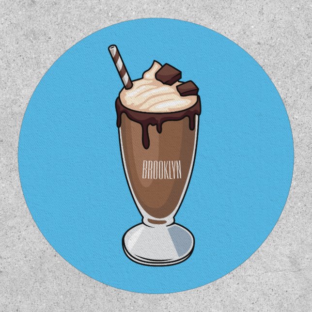 Chocolate milkshake cartoon illustration patch (Front)