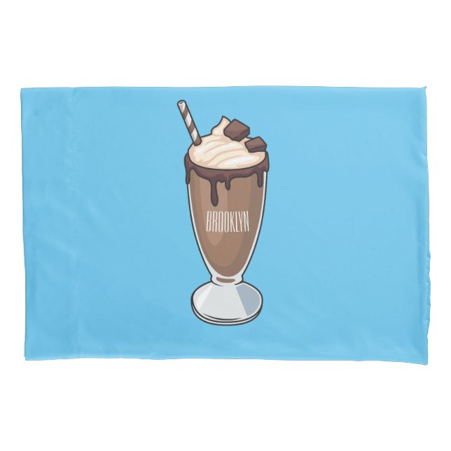 Chocolate milkshake cartoon illustration  pillow case (Front)