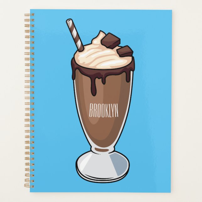 Chocolate milkshake cartoon illustration  planner (Front)