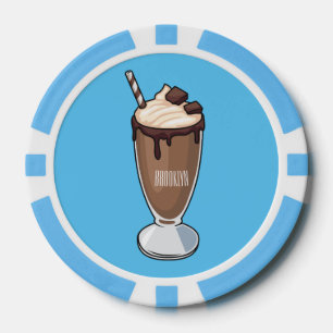 Chocolate milkshake cartoon illustration poker chips