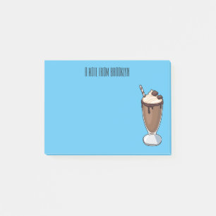 Chocolate milkshake cartoon illustration post-it notes