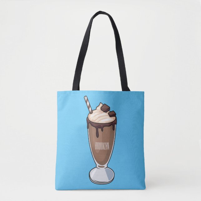 Chocolate milkshake cartoon illustration  tote bag (Front)