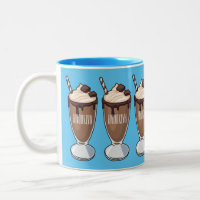 Chocolate milkshake cartoon illustration Two-Tone coffee mug