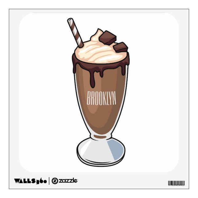 Chocolate milkshake cartoon illustration  wall decal (Front)