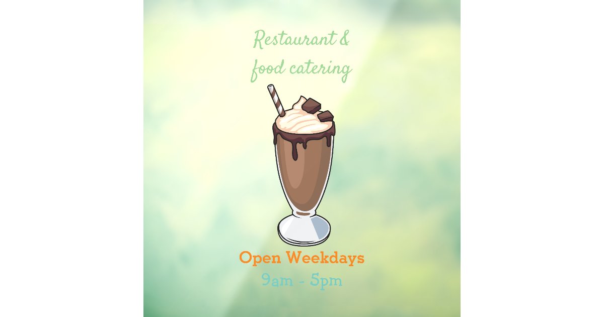 Chocolate milkshake cartoon illustration window cling | Zazzle
