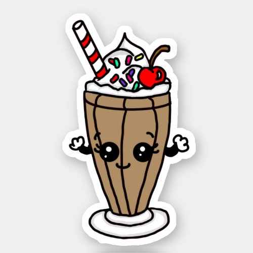 Chocolate Milkshake  Cartoon Sticker