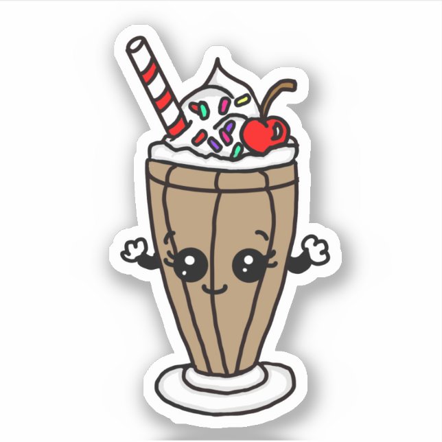 Chocolate Milkshake  Cartoon Sticker (Front)
