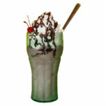 Chocolate Milkshake Pin Statuette<br><div class="desc">Acrylic photo sculpture pin with an image of a scrumptious chocolate milkshake drizzled with chocolate syrup and adorned with a cherry. See matching acrylic photo sculpture keychain,  magnet,  ornament and sculpture. See the entire Nifty 50s Buttons & Pins collection in the SPECIAL TOUCHES | Party Favors section.</div>