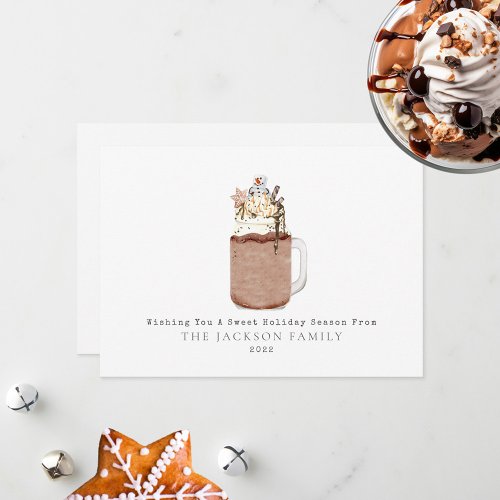 Chocolate Milkshake Snowman Sweet Holiday Card
