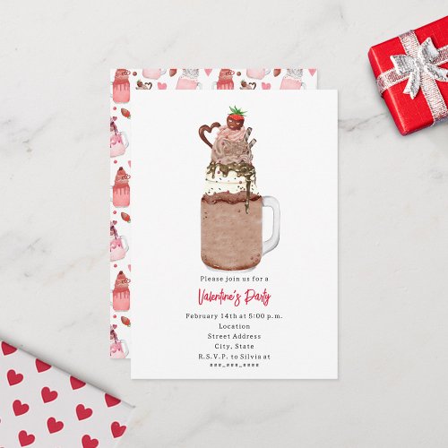 Chocolate Milkshake Valentines Party Invite