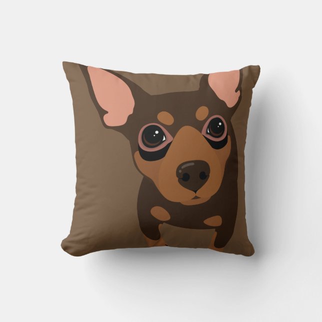 Chocolate Min Pin Owner Throw Pillow (Front)
