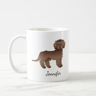 Chocolate Mini Goldendoodle Cartoon Dog &amp; Name Coffee Mug