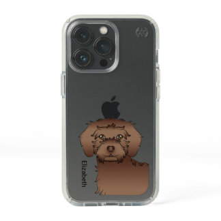 Chocolate Mini Goldendoodle Cartoon Dog &amp; Name Speck iPhone 13 Pro Case