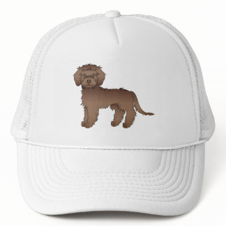 Chocolate Mini Goldendoodle Cute Cartoon Dog Trucker Hat