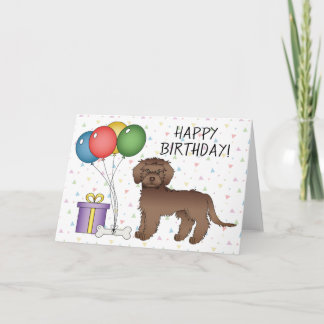 Chocolate Mini Goldendoodle Dog Happy Birthday Card
