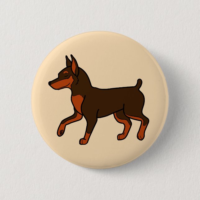 Chocolate Miniature Pinscher Button (Front)