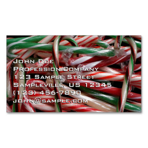 Chocolate Mint Candy Canes Holiday Festive Business Card Magnet