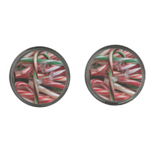 Chocolate Mint Candy Canes Holiday Festive Cufflinks