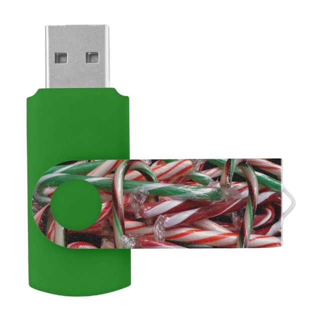 Chocolate Mint Candy Canes Holiday Festive Flash Drive (Opened)