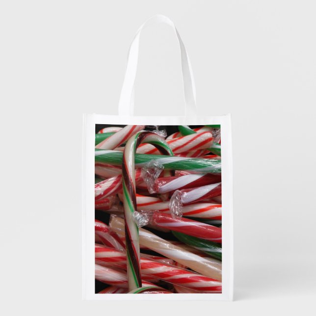 Chocolate Mint Candy Canes Holiday Festive Grocery Bag (Front)