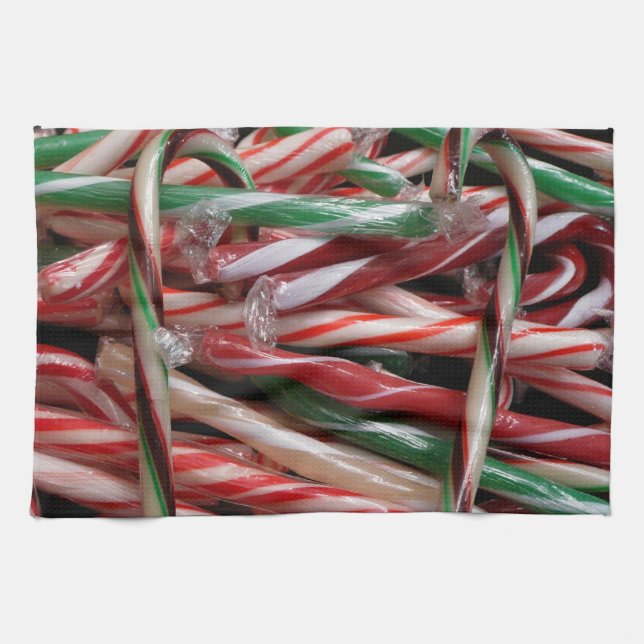 Chocolate Mint Candy Canes Holiday Festive Kitchen Towel (Horizontal)