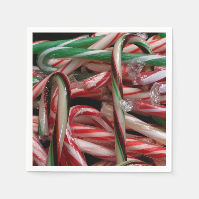 Chocolate Mint Candy Canes Holiday Festive Napkins (Front)