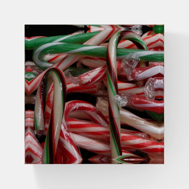 Chocolate Mint Candy Canes Holiday Festive Paperweight (Front)