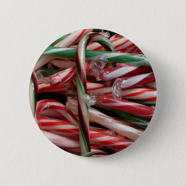 Chocolate Mint Candy Canes Holiday Festive Pinback Button (Front)