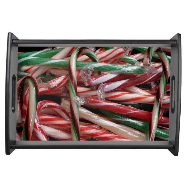 Chocolate Mint Candy Canes Holiday Festive Serving Tray (Front)