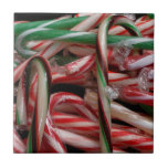 Chocolate Mint Candy Canes Holiday Festive Tile