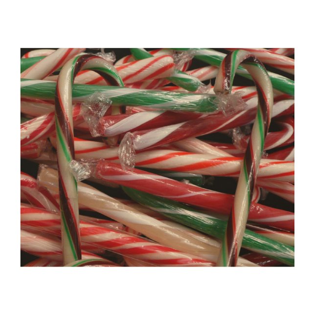 Chocolate Mint Candy Canes Holiday Festive Wood Wall Art (Front)