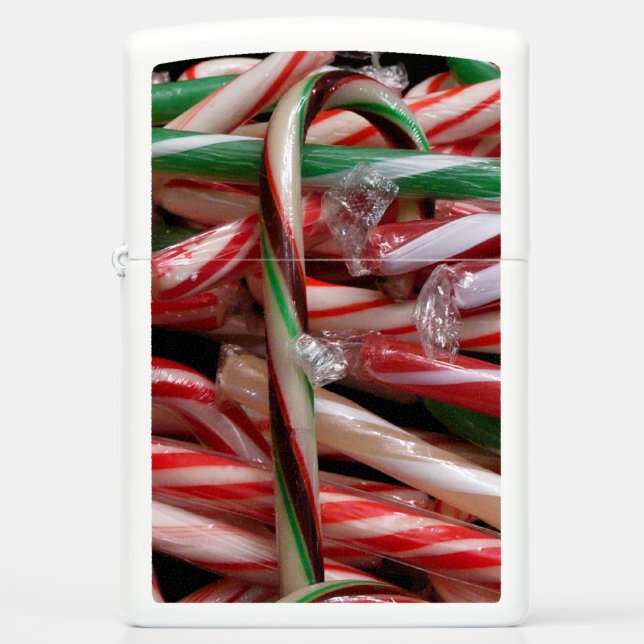 Chocolate Mint Candy Canes Holiday Festive Zippo Lighter (Front)