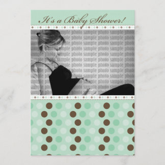 Chocolate Mint Dots Baby Shower Invitation