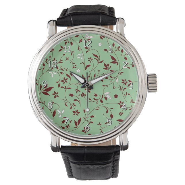 Chocolate Mint Floral Watch (Front)
