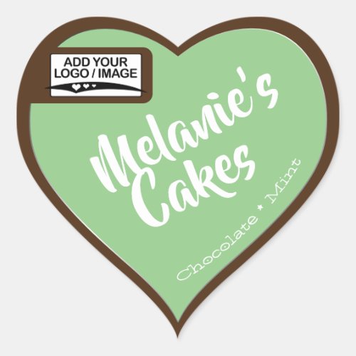 Chocolate Mint Green Cake Packaging Logo Template Heart Sticker