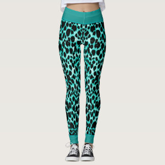 Chocolate Mint Green Leopard Animal Print Leggings