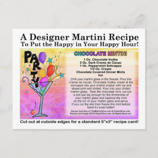 Chocolate Mint Martini Recipe Card Postcard