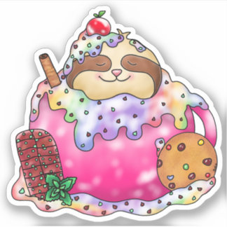 Chocolate Mint Rainbow Cream Cocoa Sleeping Sloth Sticker