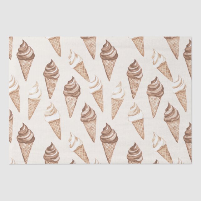Chocolate Mocha Ice Cream Cones Birthday Tissue Paper (Front)