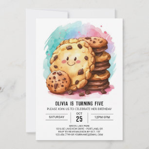 Chocolate Modern Online Cookies Birthday Invitation