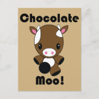 Chocolate Moo Kawaii Cow Postcard