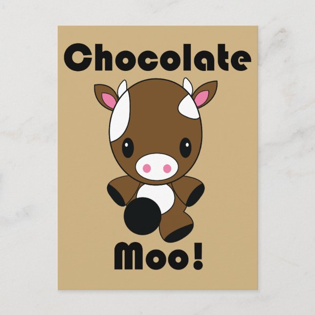 Chocolate Moo Kawaii Cow Postcard (Front)