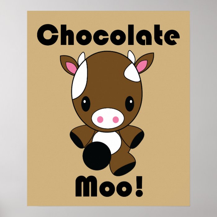 Chocolate Moo Kawaii Cow poster