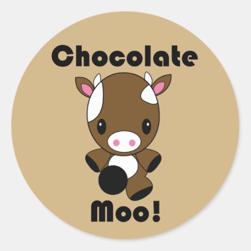 Chocolate Moo Kawaii Cow stickers