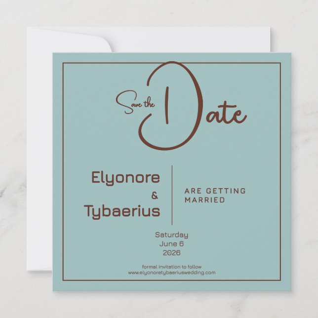 Chocolate Mood Minimal Wedding Save the Date Card (Front)