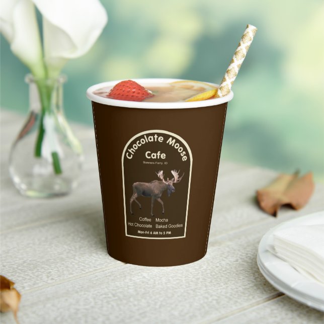 Chocolate Moose Cafe Paper Cups (Insitu)